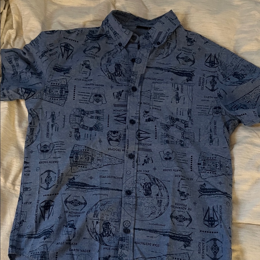 Star Wars Navy Graphic Button Down Shirt